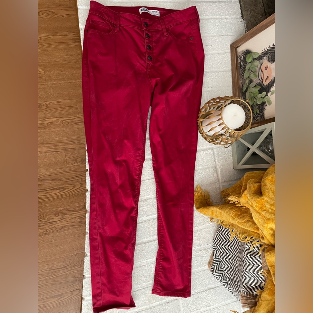 Old Navy Red Rockstar Super Skinny High Rise Jeans - Picture 2 of 2
